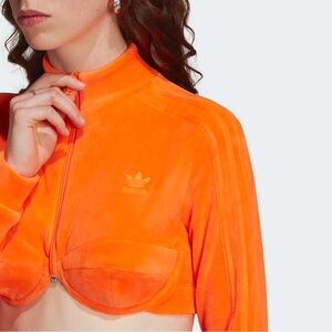 adidas X Jeremy Scott Orange Luxe Velour Crop Top Track Suit NWT